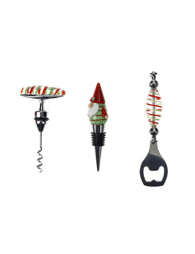 Christmas wine set, 3 pieces, glass, stainless steel, zinc-alloy, 8029722811031 (Pre-Order Product)