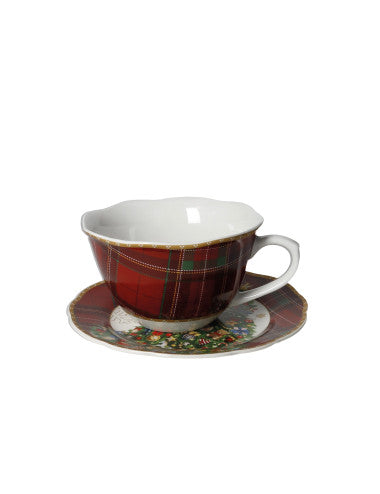 Breakfast cup and saucer, Christmas wreath, porcelain, 8029722899046 (Pre-Order Product)
