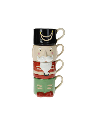 Stackable Nutcracker Mug, Black Hat, 4-Piece, Stoneware, 8029722898988 (Pre-Order Product)